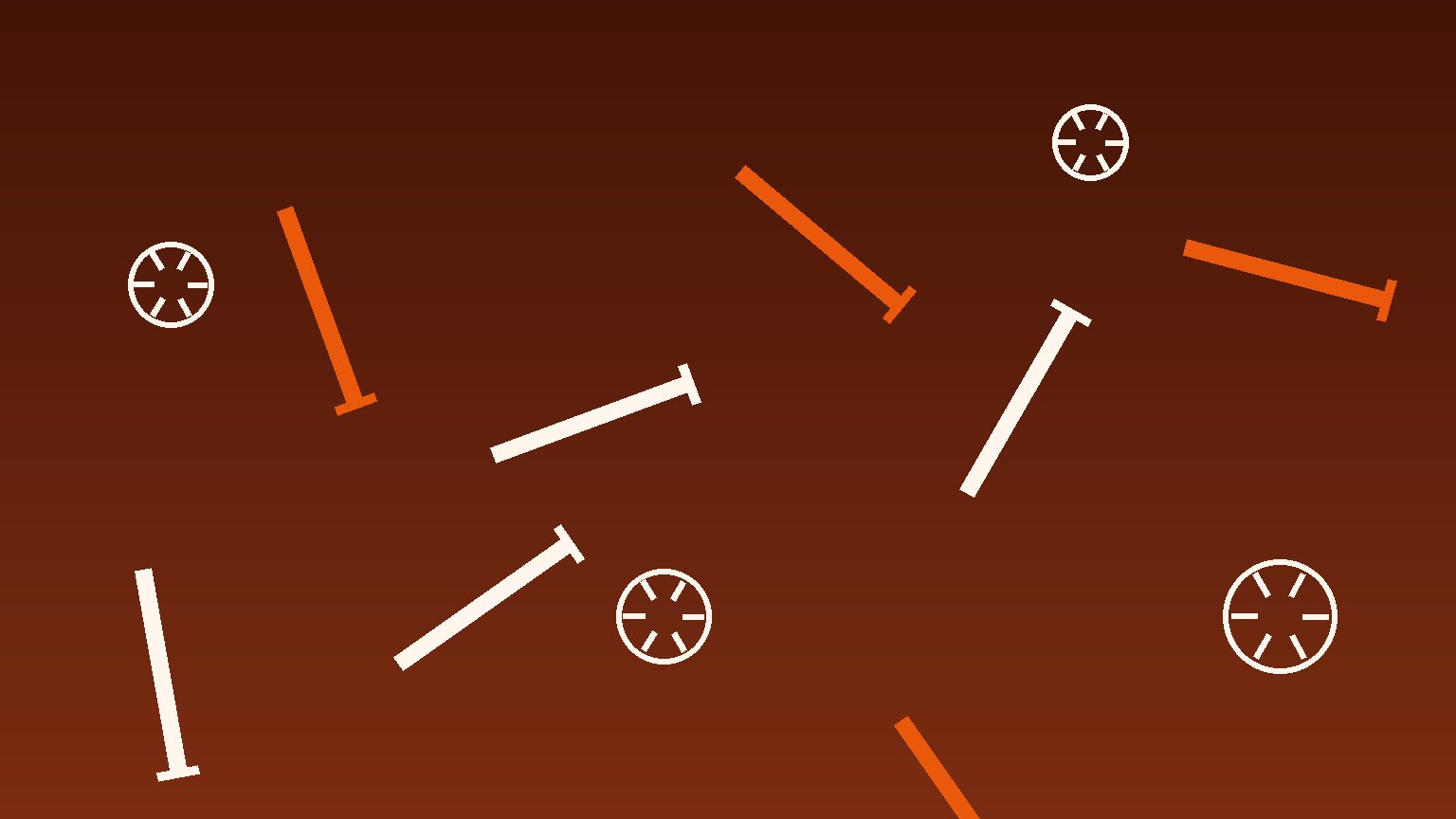 Screwdriver bits and screw heads, illustration without text, in the workshop's brown and orange palette